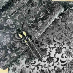 Mats Leatherette Black Floral set of 6