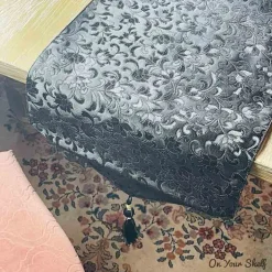 Mats Leatherette Black Floral set of 6