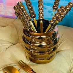 Metallic Teaspoons & Forks Gold (set of 13)