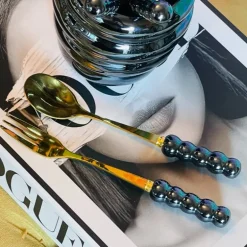 Metallic Teaspoons & Forks Black (set of 13)