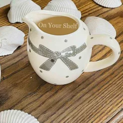 Milk and Sugar Pot Grey Bow Polka Dot