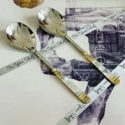 Mother Of Pearl Gold Serving Gravy (set of two)