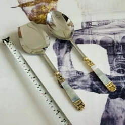 Mother Of Pearl Gold Serving Cutlery Set (set of six)