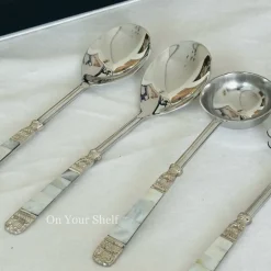 Mother Of Pearl Serving Cultery In Silver (Set Of Six)