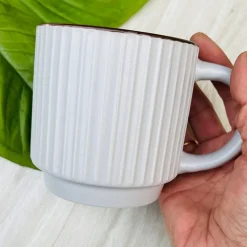 Mug Solid Light Gray With Ridges (Single Piece)