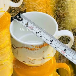 Mugs with Stand Marble White - Set of 4