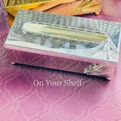 Orchid Tissue Box Silver Bamboo Leaf