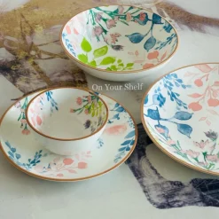 Pastel Bloom Harmony Dinnerware Set (24 Piece Plate Set)