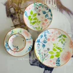 Pastel Bloom Harmony Dinnerware Set (24 Piece Plate Set)
