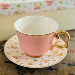 Pastel Pink Vintage Bloom (set of six cups and six saucers)