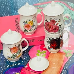 Peaches Red Rose With A Lid (single mug)
