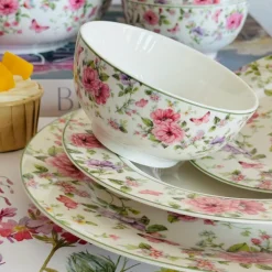 18 Piece Plate Set Floral Gardens
