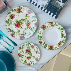 18 Piece Plate Set Wild Roses