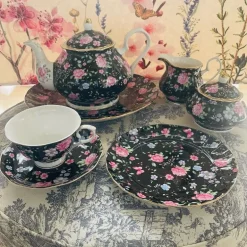24 Piece Tea Set - Midnight Bloom White Handle