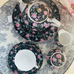 24 Piece Tea Set - Midnight Bloom White Handle