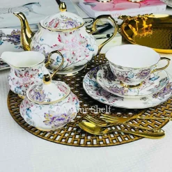 24 Piece Tea Set - Secret Garden Wild Love Purple & Blue