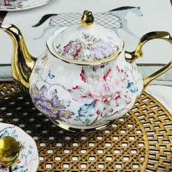 24 Piece Tea Set - Secret Garden Wild Love Purple & Blue