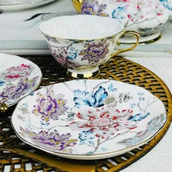 24 Piece Tea Set - Secret Garden Wild Love Purple & Blue