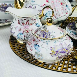 24 Piece Tea Set - Secret Garden Wild Love Purple & Blue