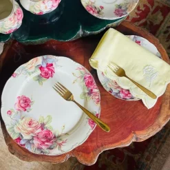 24 Piece Tea Set Colourful Beige Floral