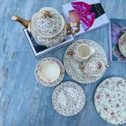 24 Piece Tea Set Cream Floral Cluster