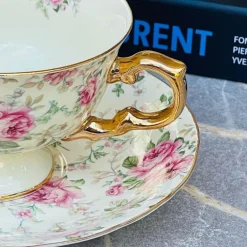 24 Piece Tea Set Cream Pink Rose