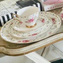 24 Piece Tea Set Secret Garden Pink Rose