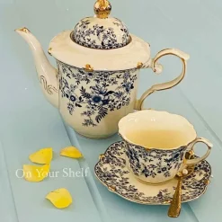 31 Piece Tea Set Small Blue Floral