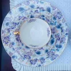 24 piece Tea Set White Pansy Love Purple