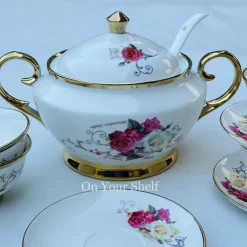 Pink & White Rose Soup Set (20 Piece Soup Set)