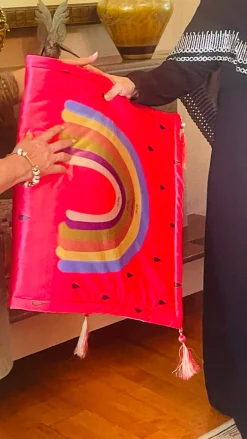 Pink Rainbow Prayer Mat/Jaannamaz for children