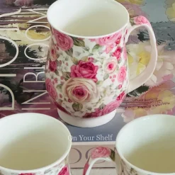 Pretty In Pink (six mugs, one teapot, one tray)