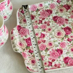 Pretty In Pink (six mugs, one teapot, one tray)
