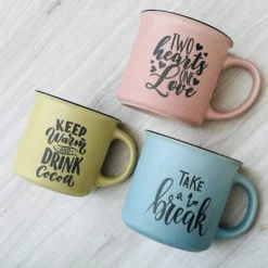 Quotation Mug “Keep Warm & Drink Cocoa” (Single Piece)