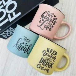 Quotation Mug “Keep Warm & Drink Cocoa” (Single Piece)