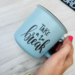 Quotation Mug “Take A Break” In Blue (Single Piece)