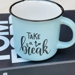 Quotation Mug “Take A Break” In Blue (Single Piece)
