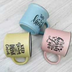 Quotation Mug “Two Hearts One Love” In Pink (Single Piece)
