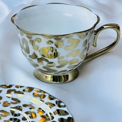 Radiant Cheetah Tea Delight (set of six teacups and saucers)