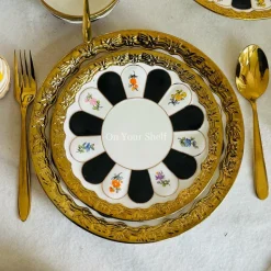 Regal Bloom Dinnerware Set (24 Piece Plate Set)