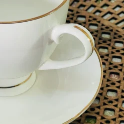 Regal Essence: White and Gold Classic Collection - Tea Cup & Saucer (single cup and single saucer)