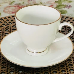 Regal Essence: White and Gold Classic Collection - Tea Cup & Saucer (single cup and single saucer)