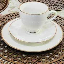 Regal Essence: White and Gold Classic Collection - Tea Cup & Saucer (single cup and single saucer)