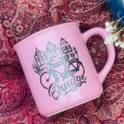 Retro Camp Mug “Brugge” In Pink (single piece)