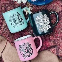 Retro Camp Mug “Brugge” In Pink (single piece)