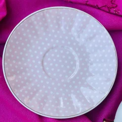 Rose Dotted Elegance: Pink Polka Tea Collection (set of six teacups and saucers)