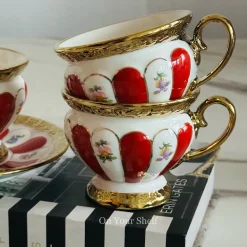 Royal Bloom Elegance Tea Cup & Saucers (Set Of Six)