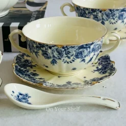 Secret Garden Blue Porcelain Soup Set (23 Piece)