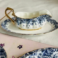 Secret Garden Blue Roses Gold Handle(75 piece dinner set for 8)