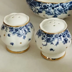 Secret Garden Blue Roses Gold Handle(75 piece dinner set for 8)